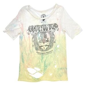 Chaser x Urban Outfitters Yellow Tie Dye Distressed Grateful Dead T-Shirt Tee